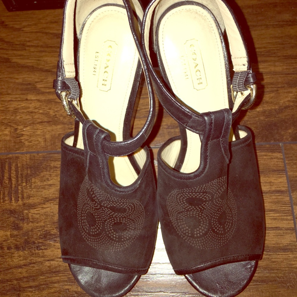 Coach leather wedges